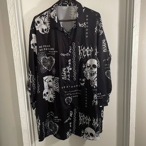 Shein Plus Skull & Letter Print Shirt Dress 1XL(14)